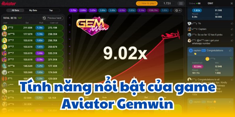 Tính năng nổi bật của game Aviator Gemwin